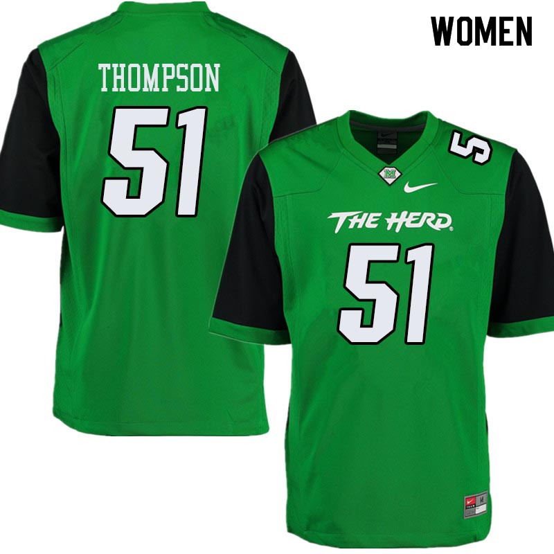 Women #51 Malik Thompson Marshall Thundering Herd College Football Jerseys Sale-Green - Click Image to Close